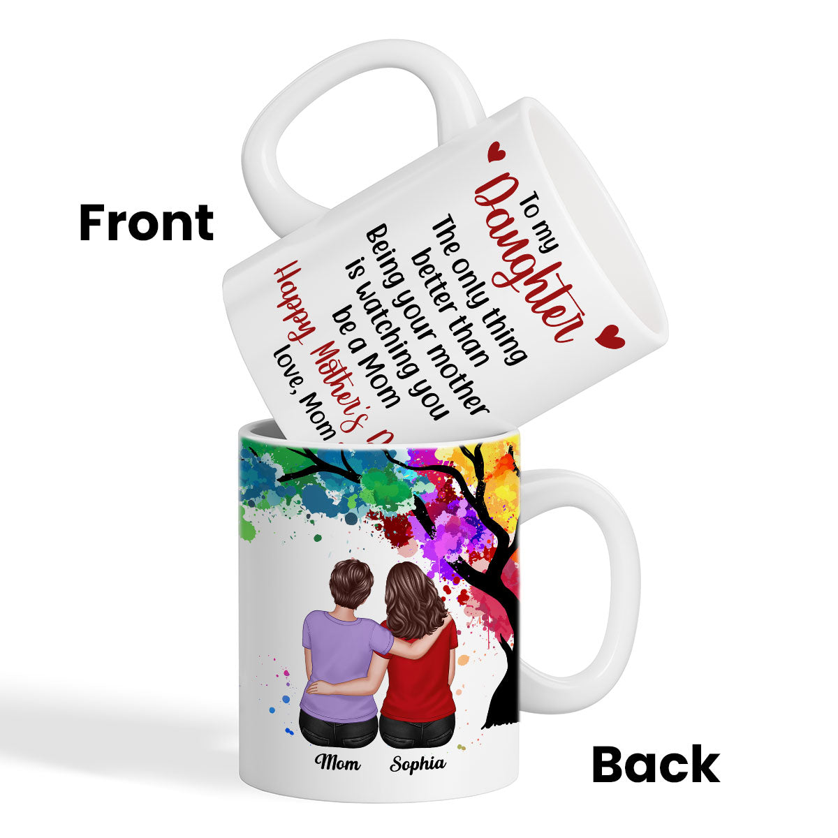 To My Daughter Happy Mother‘s Day Watercolor Tree Personalized Mug