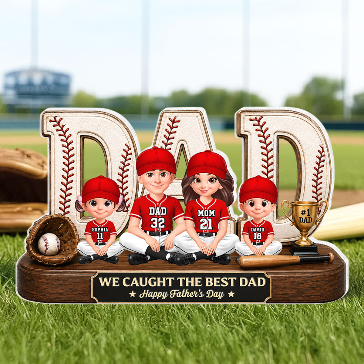 Baseball Legend Daddy's Dream Team - Personalized Acrylic Block Plaque - Father's Day Gift For Dad