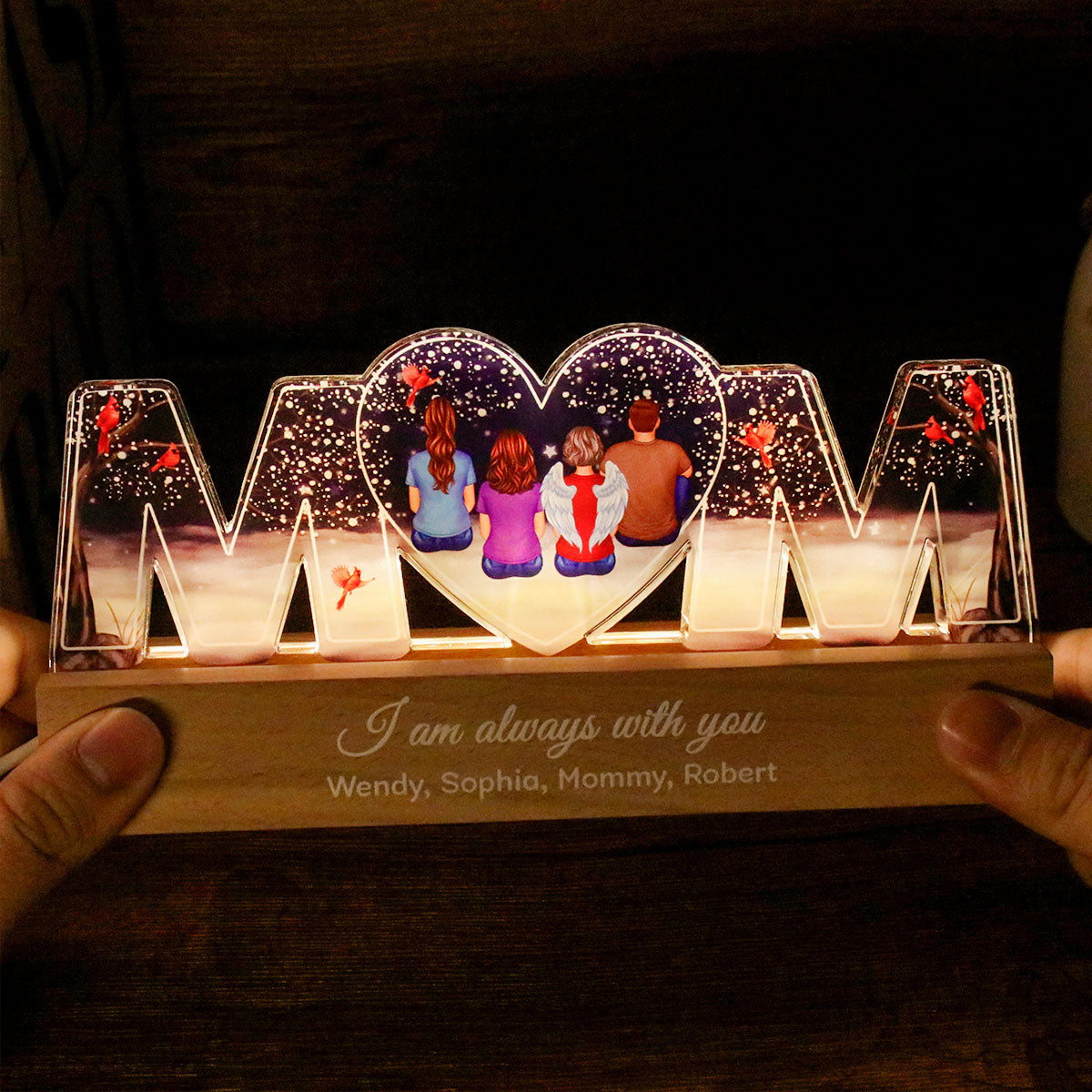 I'm Always With You Memorial Personalized LED Night Light, Sympathy Gift For Loss Mom