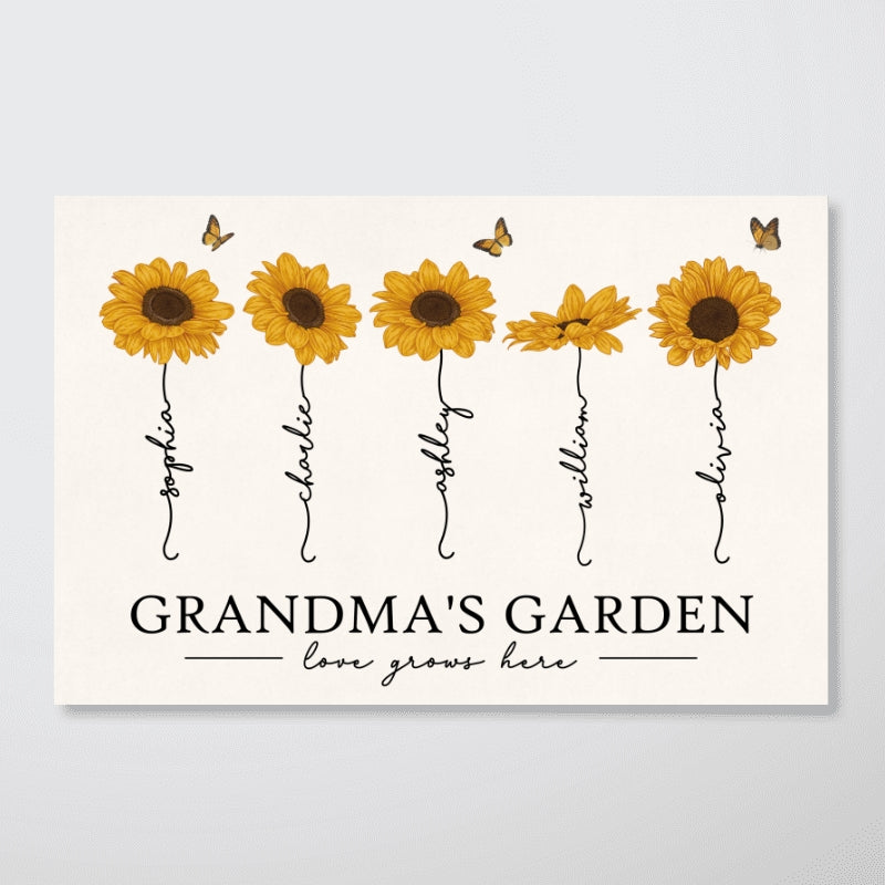 Grandma‘s Garden Love Grows Here Sunflower Gift For Grandma Nana Mom Personalized Poster