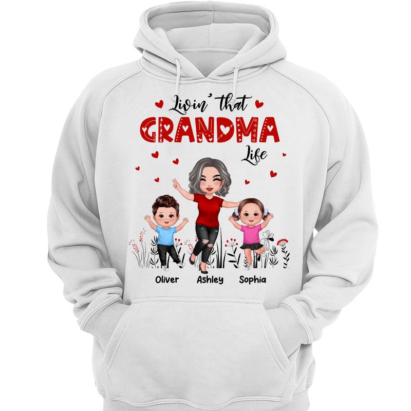 Happy Doll Grandma & Grandkids Livin‘ That Grandma Life Personalized Shirt