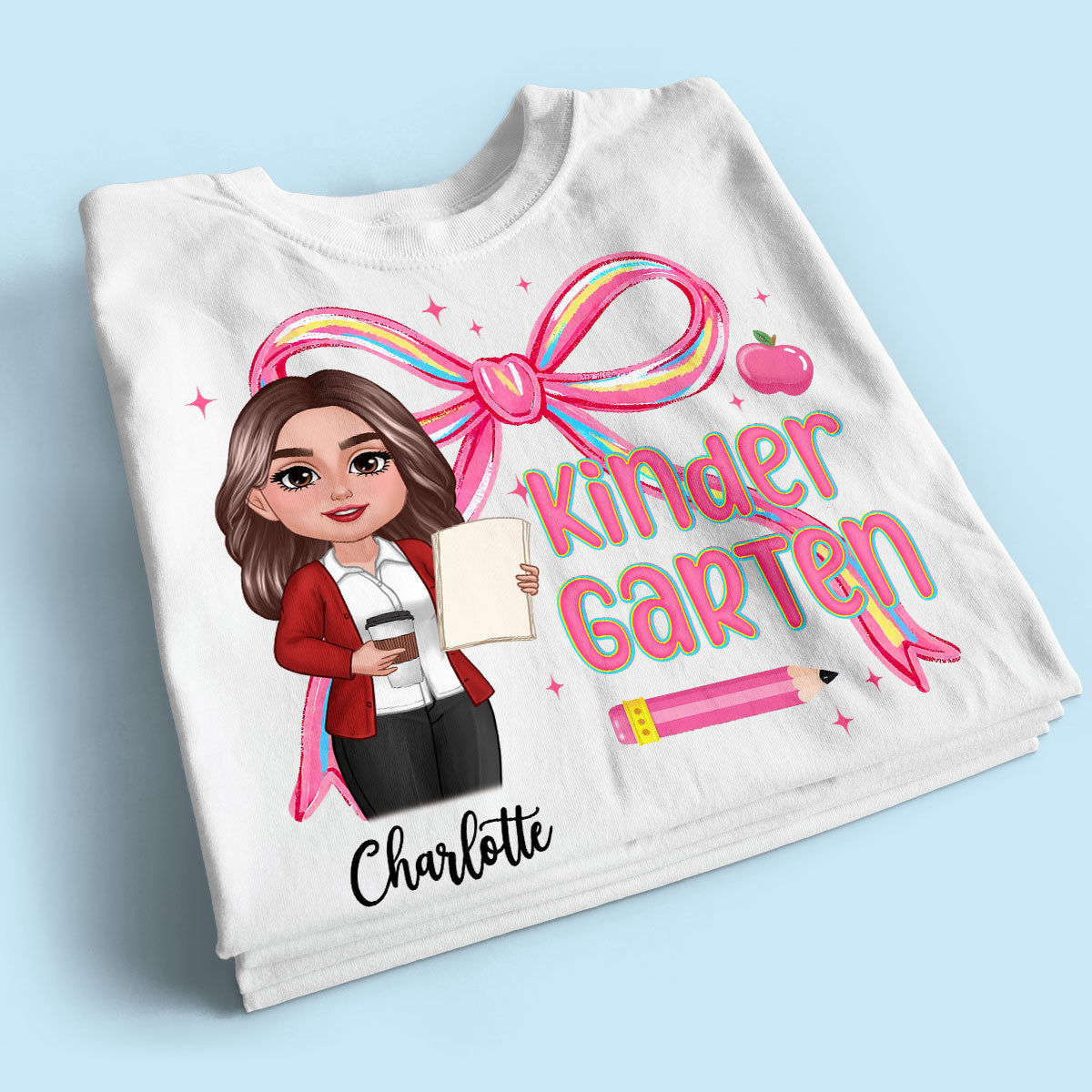 Preppy Style Pinky Teacher Custom Grade Personalized Shirt