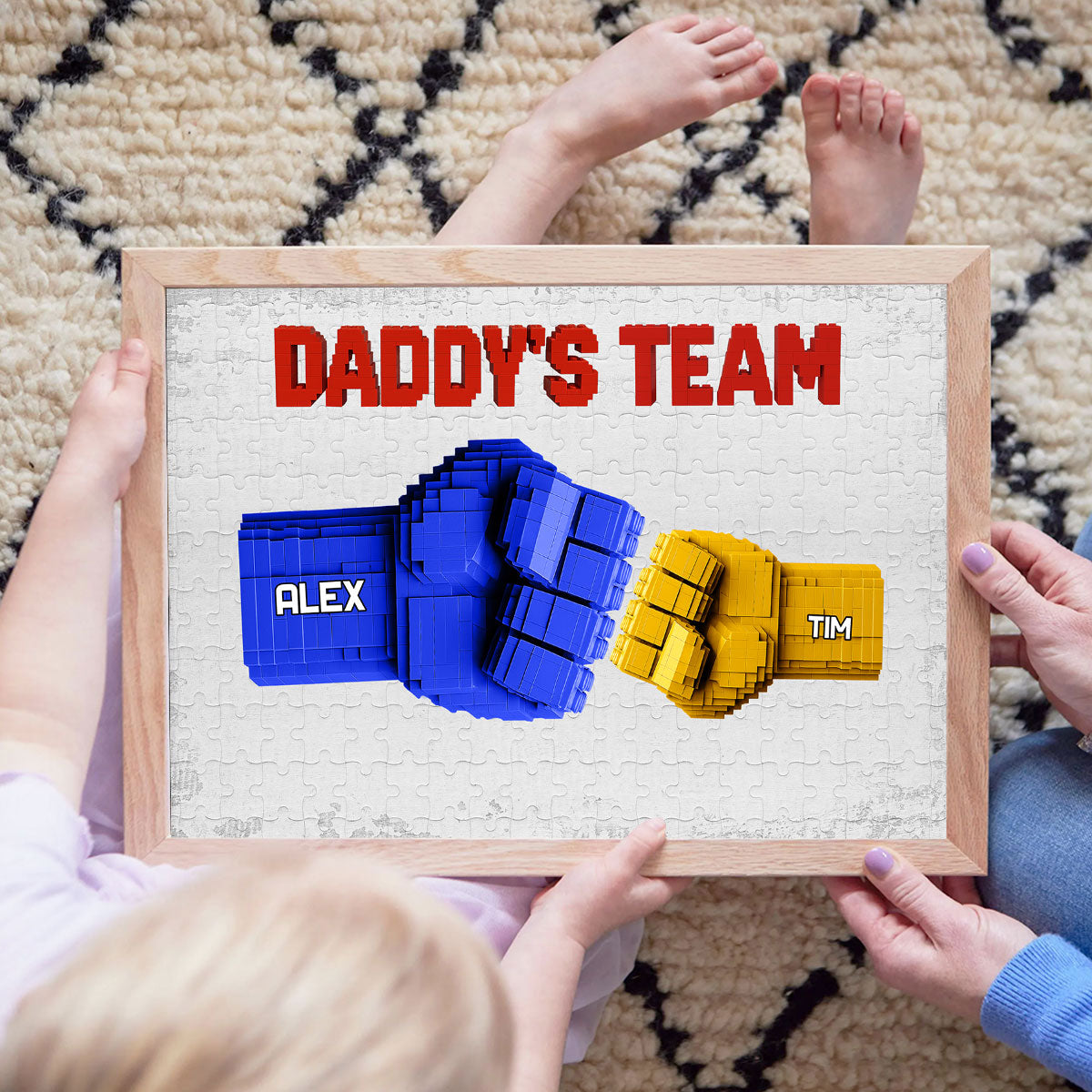 3D Effect Fist Bump Block Daddy Team Personalized Poster