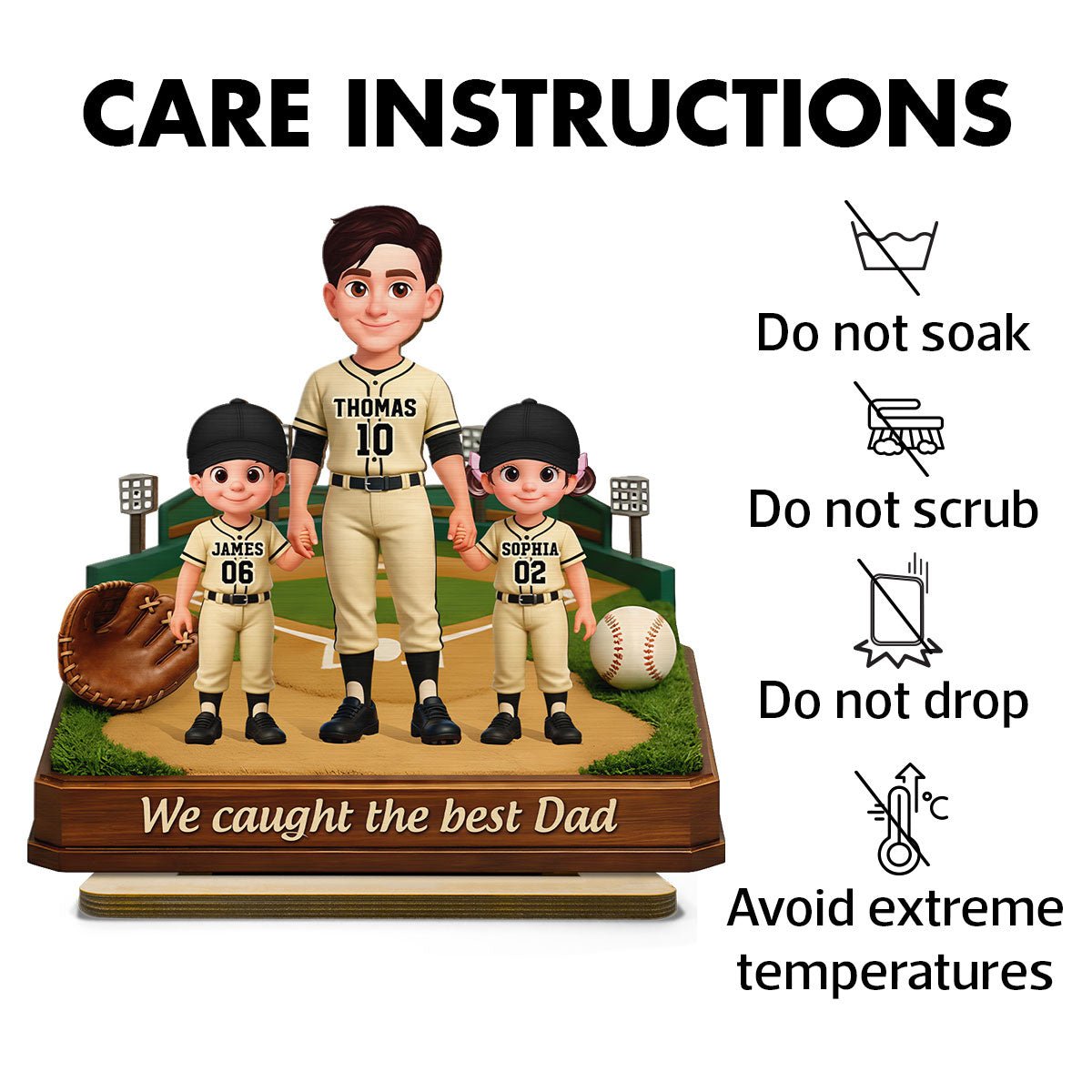 We Caught The Best Dad Baseball Field - Personalized 2-Layered Wooden Plaque -  Gift For Baseball Dad