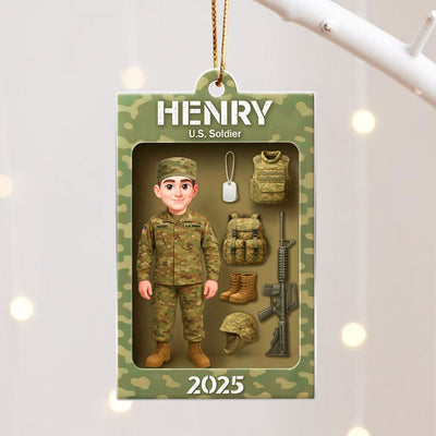 Army Action Figure 3D Effect - Personalized Acrylic Ornament - Special Chritsmas Gift For The Brave Soldier