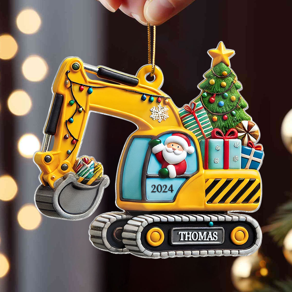 Personalized Christmas Excavator Construction Ornament | Gift For Boy, Son, Grandson