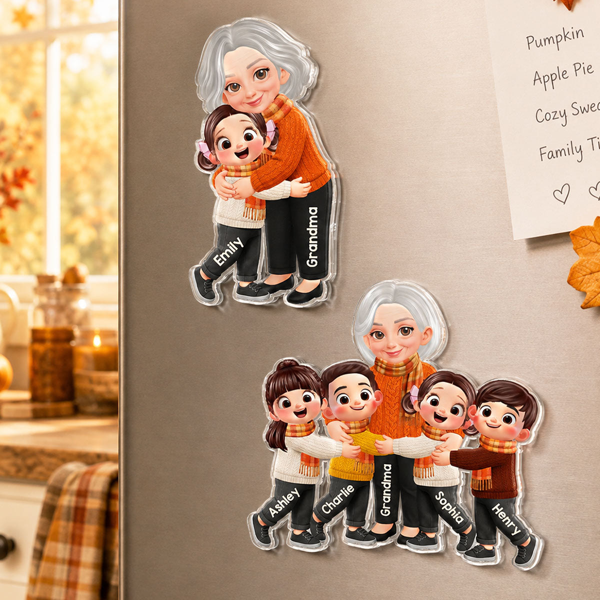 Trending Grandma Grandkids Fall Season - Personalized Acrylic Fridge Magnet - Gift For Wife, Grandmas