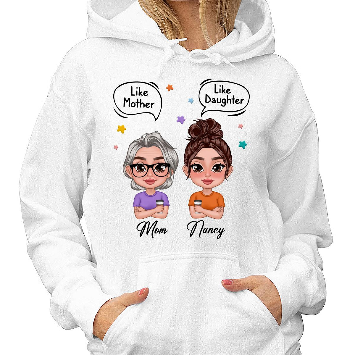 Like Mother Like Daughter Text Bubble Doll Women Thick Lips Personalized Shirt