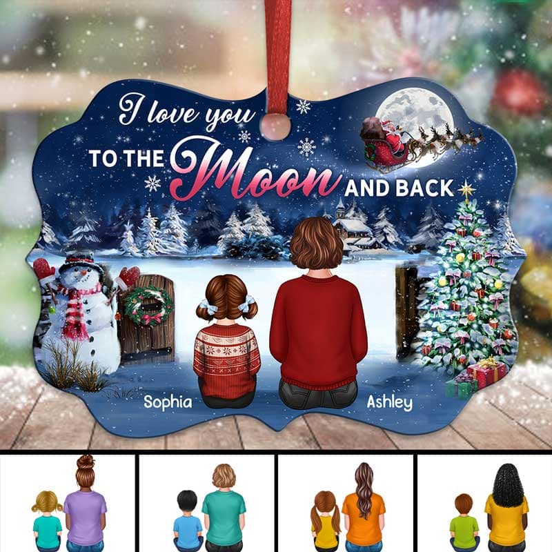 Christmas Gate Grandma Grandkids To The Moon Personalized Christmas Ornament