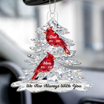 3D Effect Cardinals Memorial - Personalized Acrylic Car Hanger - Remembrance Gift, Sympathy Gift For Whole Family, Extended Family