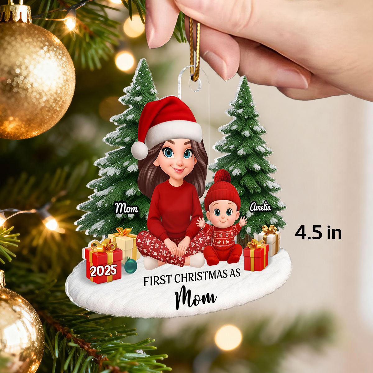 First Christmas With New Baby – Personalized Acrylic Ornament - Chritsmas Gift for Grandparent, Dad Mom, Big Sister, Big Brother