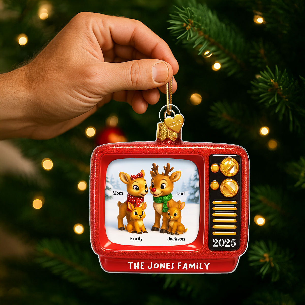 Christmas Classic Reindeer on TV Personalized Acrylic Ornament