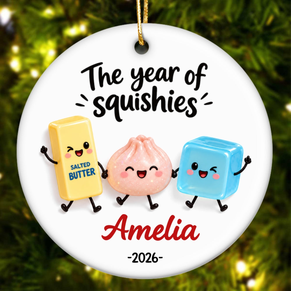 The Year Of Squishies 2D Flat - Personalized Ceramic Ornament - Christmas Keepsake