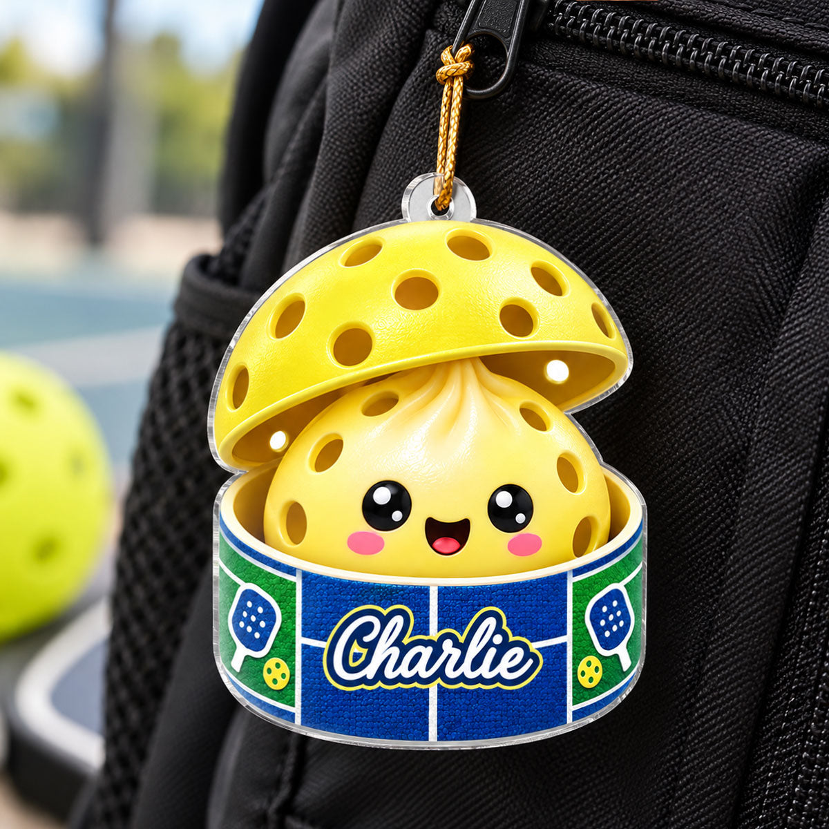 Custom Pickleball Dumpling Squishy Style - Personalized Acrylic Ornament - Christmas Gift for Son, Daughter, Grandkids