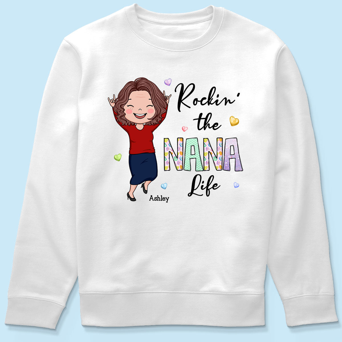 Rockin' The Nana Life Vector Woman Colorful Personalized Shirt