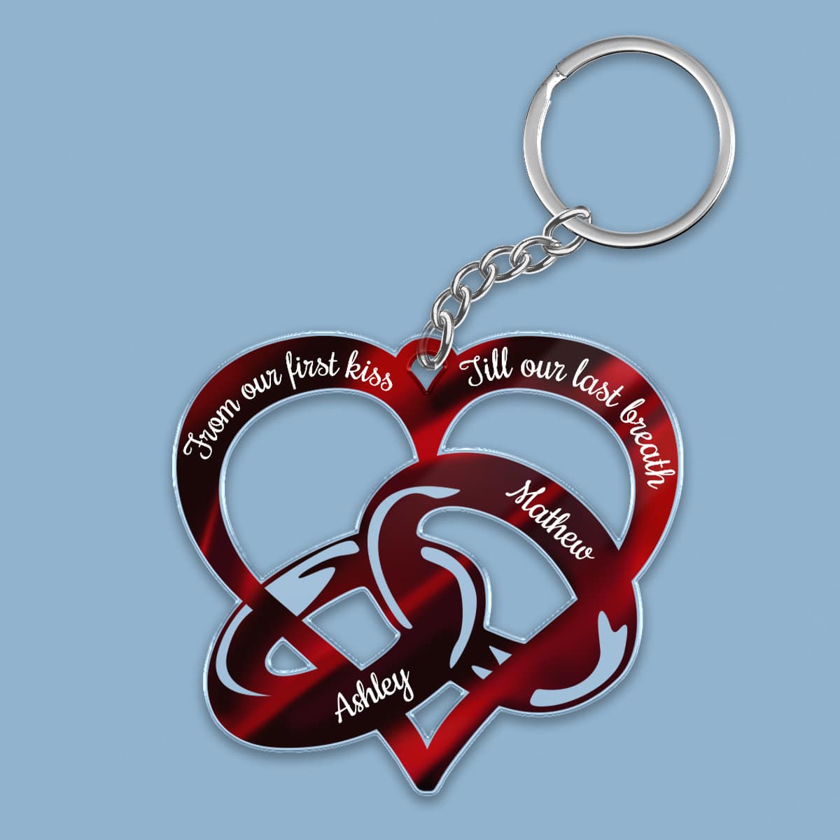 Couple Rings From Our First Kiss Till Our Last Breath Personalized Acrylic Keychain