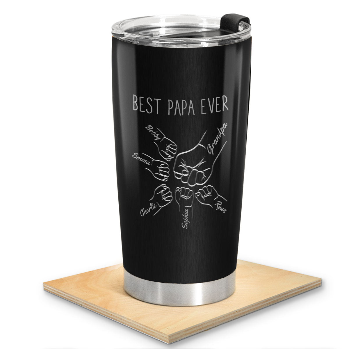 Best Dad Papa Grandpa Fist Bump Outline Metal Personalized Tumbler