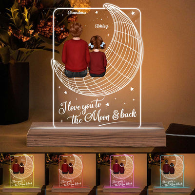 3D Moon Grandma Grandkids Personalized Acrylic LED Lamp Night Light