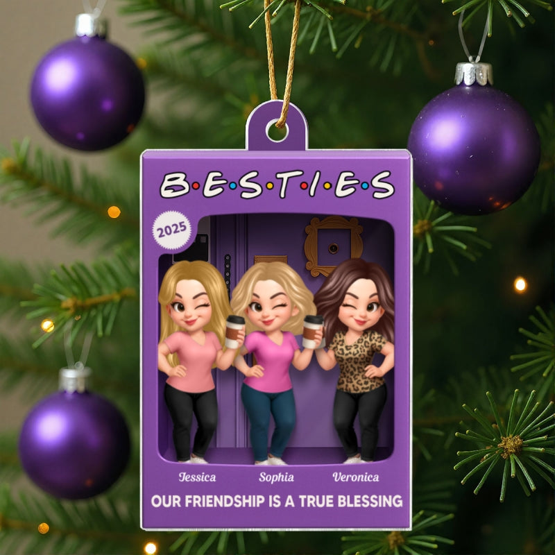 [BUY 2 GET 1 FREE] Besties Personalized Acrylic Ornament - Purple Toy Box Style Christmas Gift