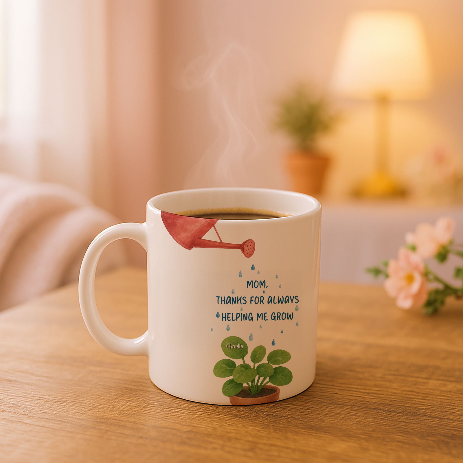 Thanks For Helping Me Grow Nurturing Personalized Mug, Heartfelt 2025 Gift For Mom, For Grandma