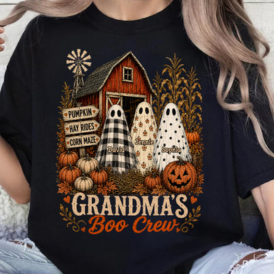 Grandma's Boo Crew Pumpkin Patch - Personalized Shirt - Halloween Shirt for Grandma