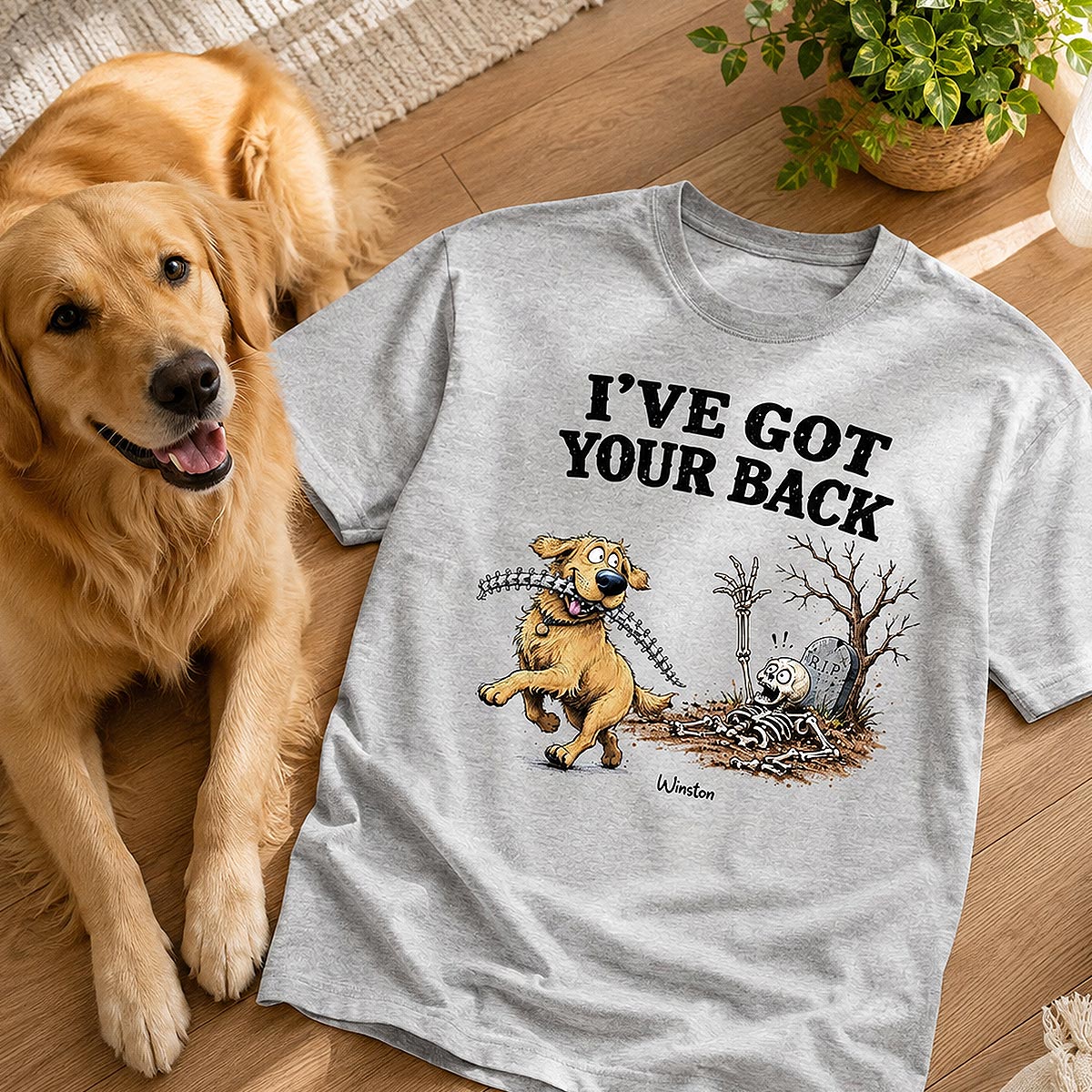 Quirky Dog I've Got Your Back Dog Stealing Backbone From Your Dog Photo - Personalized Shirt - Funny Halloween Drinkware For Dog Lovers