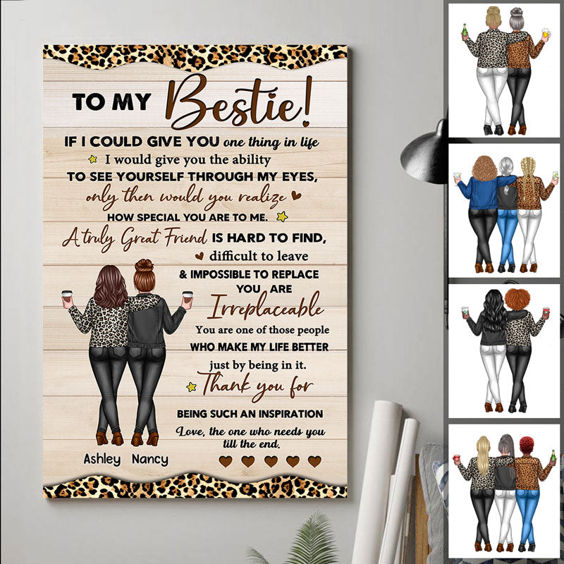 To My Bestie Back View Besties Leopard Personalized Vertical Poster