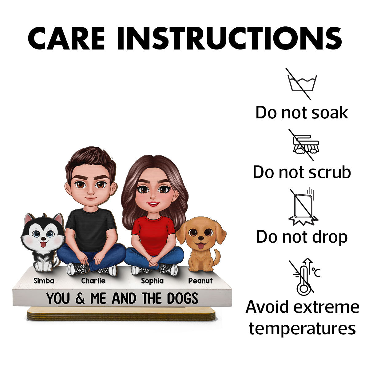 Couple You & Me And The Dogs Cats Personalized 2-Layer Standing Wooden Plaque, Heartfelt Gift Gift For Her, For Wife