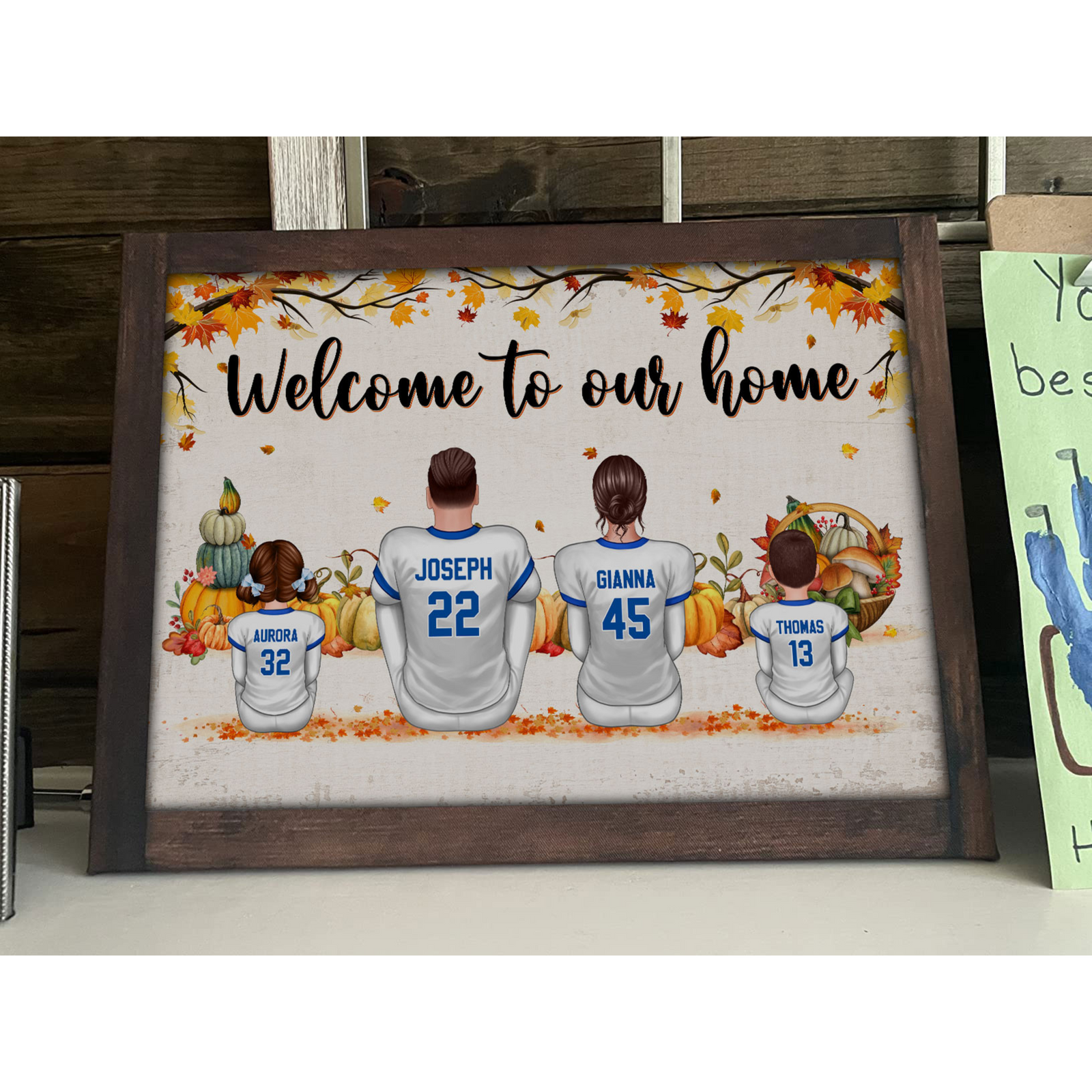Fall Season Football Family Sitting - Personalized Poster - Gift For Husband Dad Grandpa