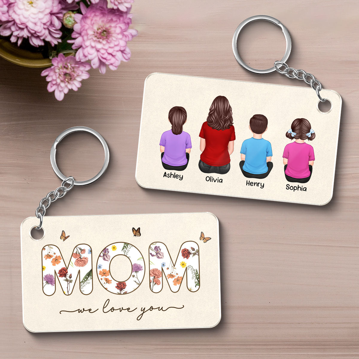 Mom We Love You Personalized Acrylic Keychain, Gift For Mom