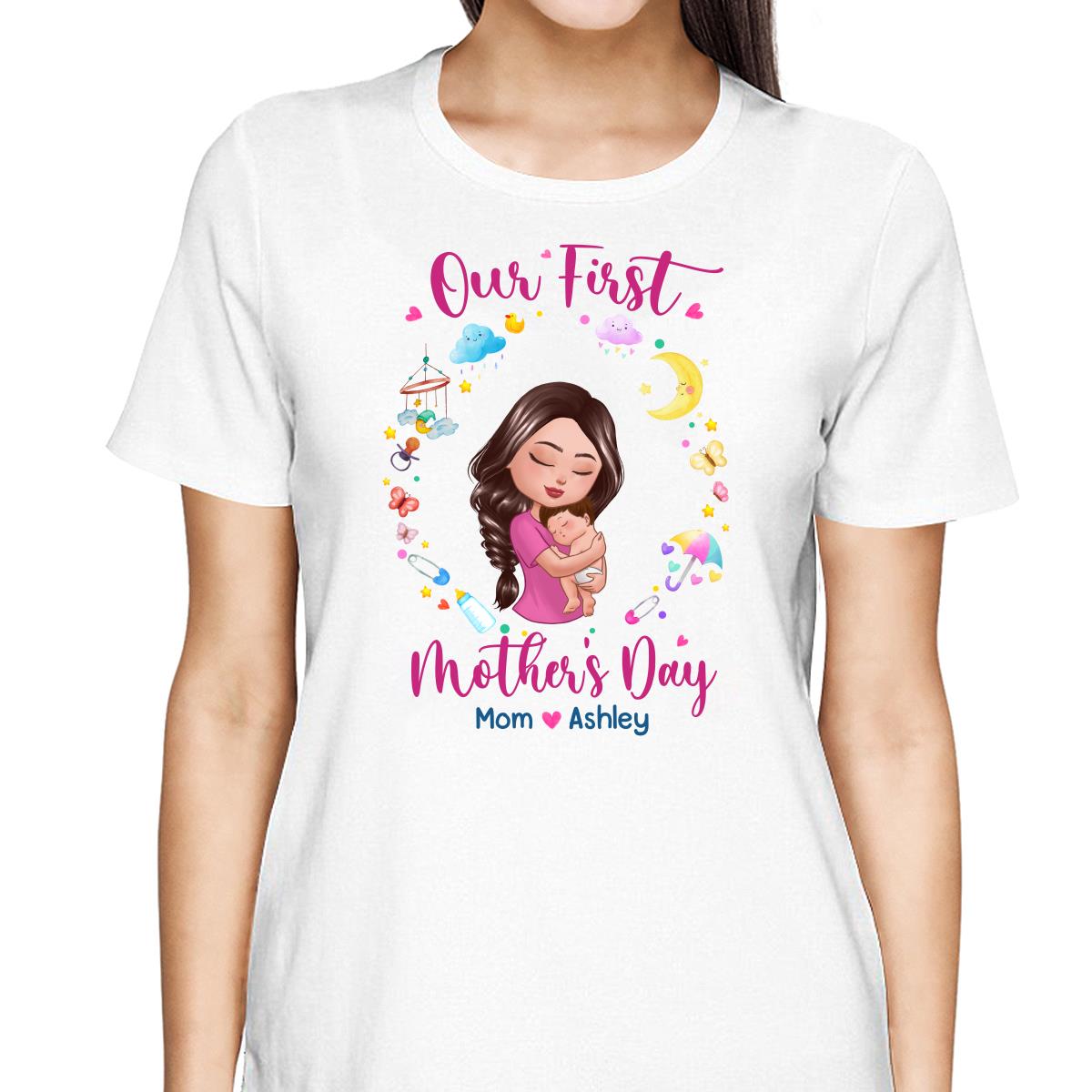 Doll Mom Holding Baby Our First Mother‘s Day Together Personalized Shirt