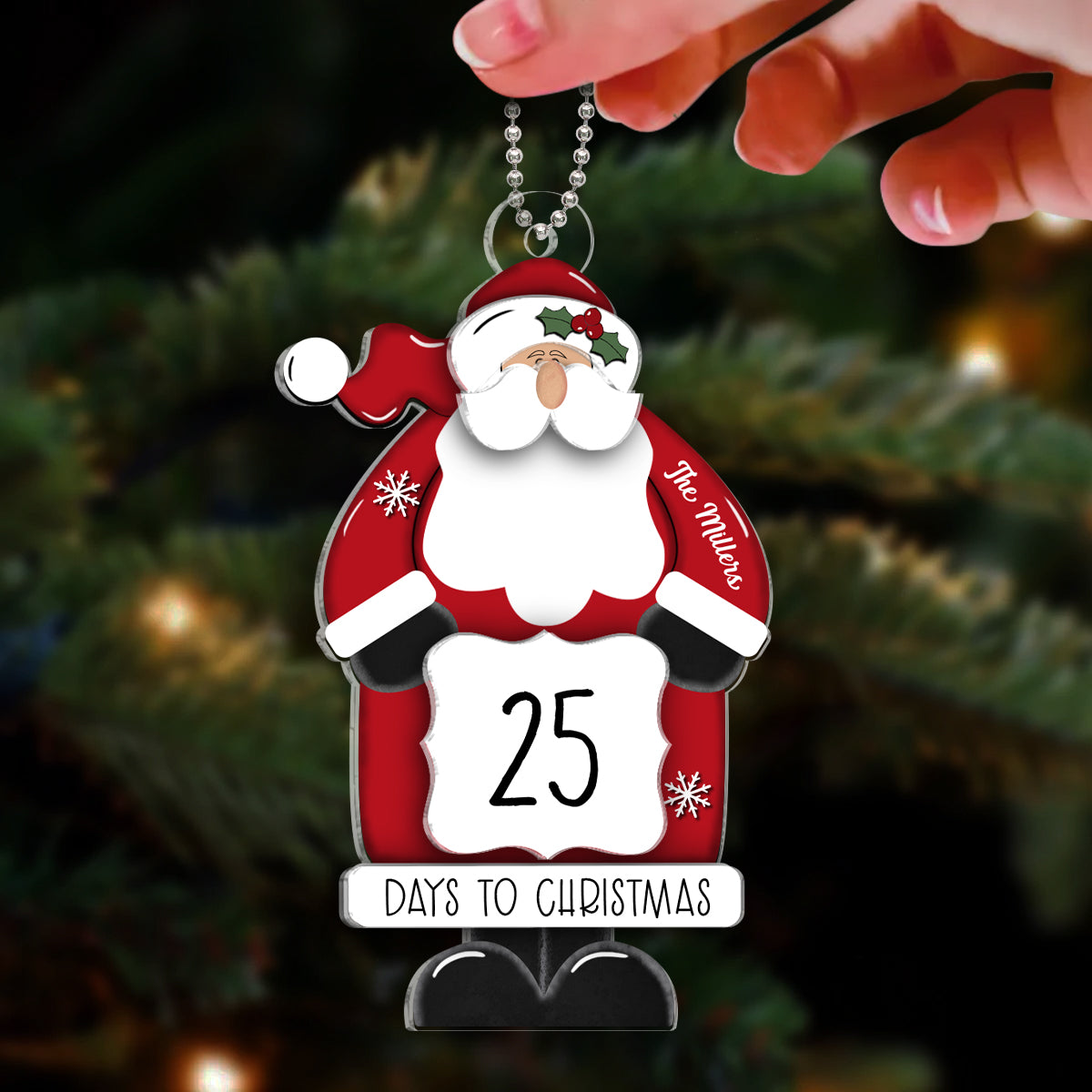 Santa Countdown Days To Christmas Personalized 2-Layer Acrylic Ornament