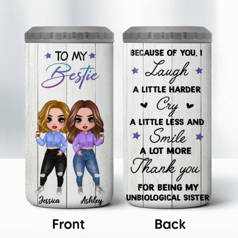 Standing Doll Hoodie Besties To My Bestie Personalized 4 In 1 Can Cooler