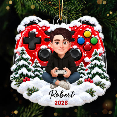 Game Design For Boy Girl - Personalized Acrylic Ornament - Christmas Gift For Gamers Grandkids