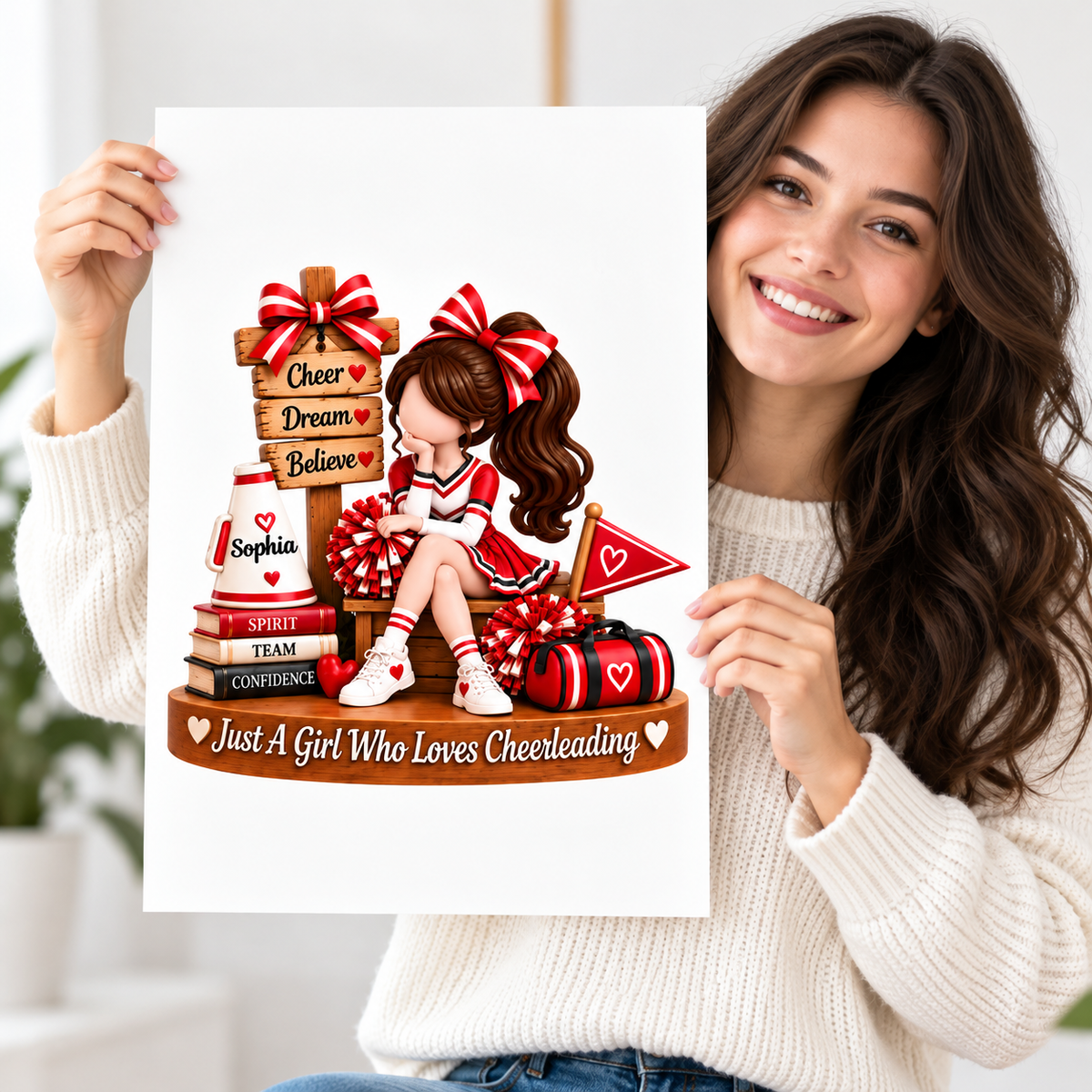 Just a Girl Who Loves Cheerleading - Personalized Poster - Christmas Gift for Daughter, Granddaughter