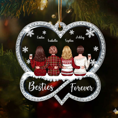 Sisters Forever Infinity Love 3D Crystal Effect - Personalized Acrylic Ornament - Christmas Gift for Sisters Siblings