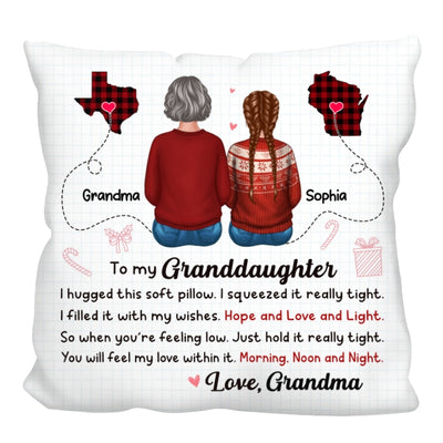 Grandma Grandkid Back View Hug This Pillow Long Distance Personalized Pillow (Insert Included)