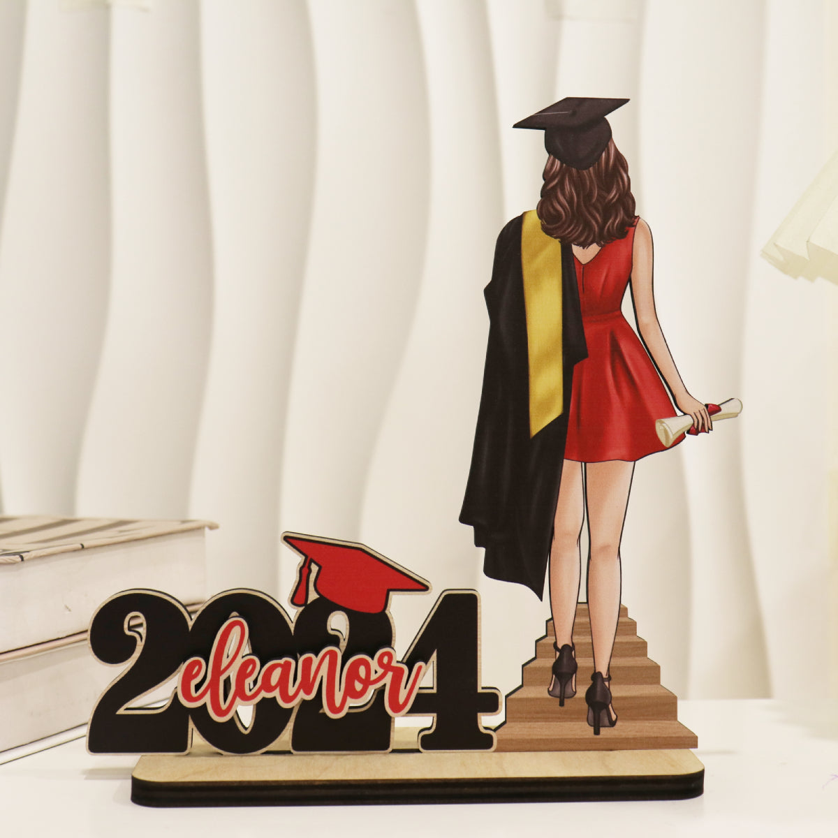 Graduation Gift Graduate Senior Back View Class Of 2024 Personalized Standing Wooden Plaque