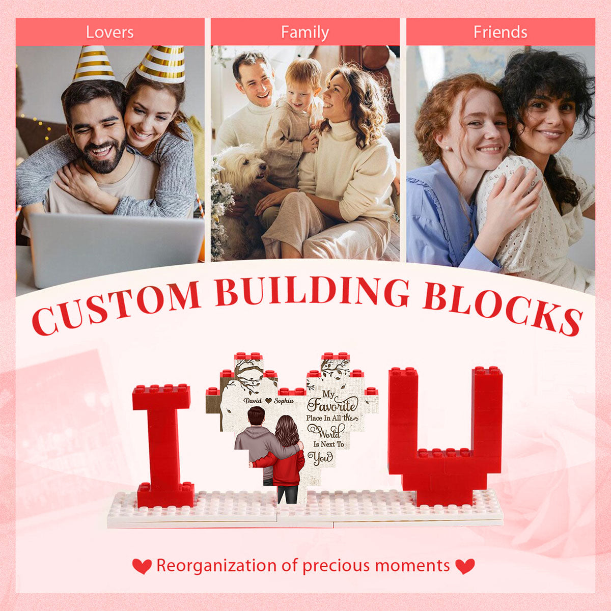 Personalized Building Blocks Puzzle, Couple Favorite Place, I Love You Block Puzzle, Birthday, Anniversary Gifts for Her & for Him