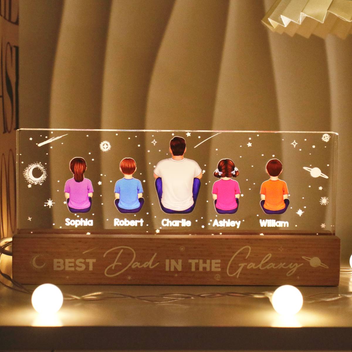 Best Dad In The Galaxy Personalized LED Night Light, Father's Day Gift For Dad, Husband