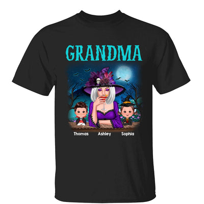Halloween Grandma Mom And Kids Night Field Personalized Shirt