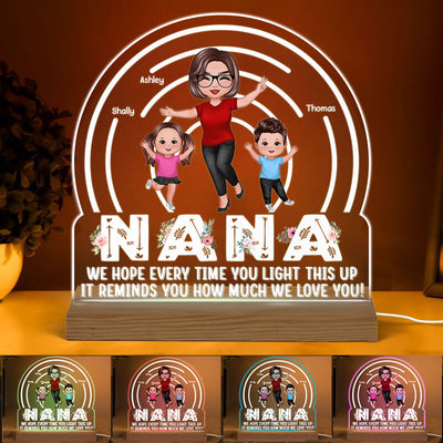 Happy Grandma Grandkids Light Up This Personalized Acrylic Custom Shape LED Night Light