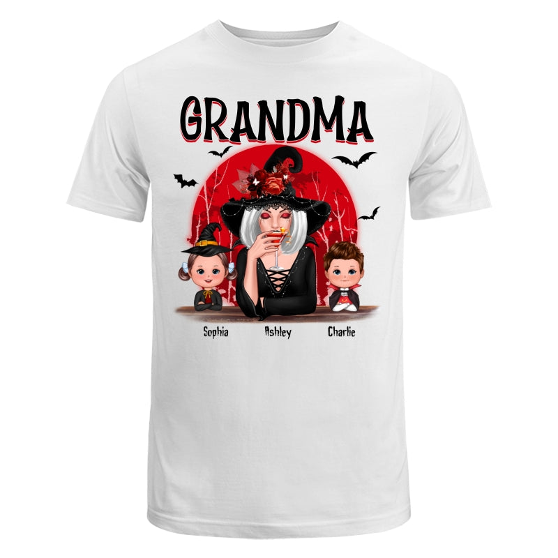 Grandma Red Moon Halloween Woman Grandkids Personalized Shirt