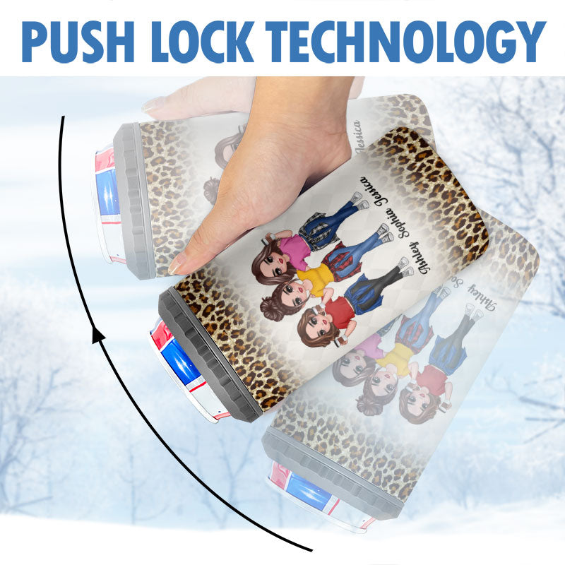 Doll Besties Leopard Another Year Of Bonding Personalized 4 In 1 Can Cooler