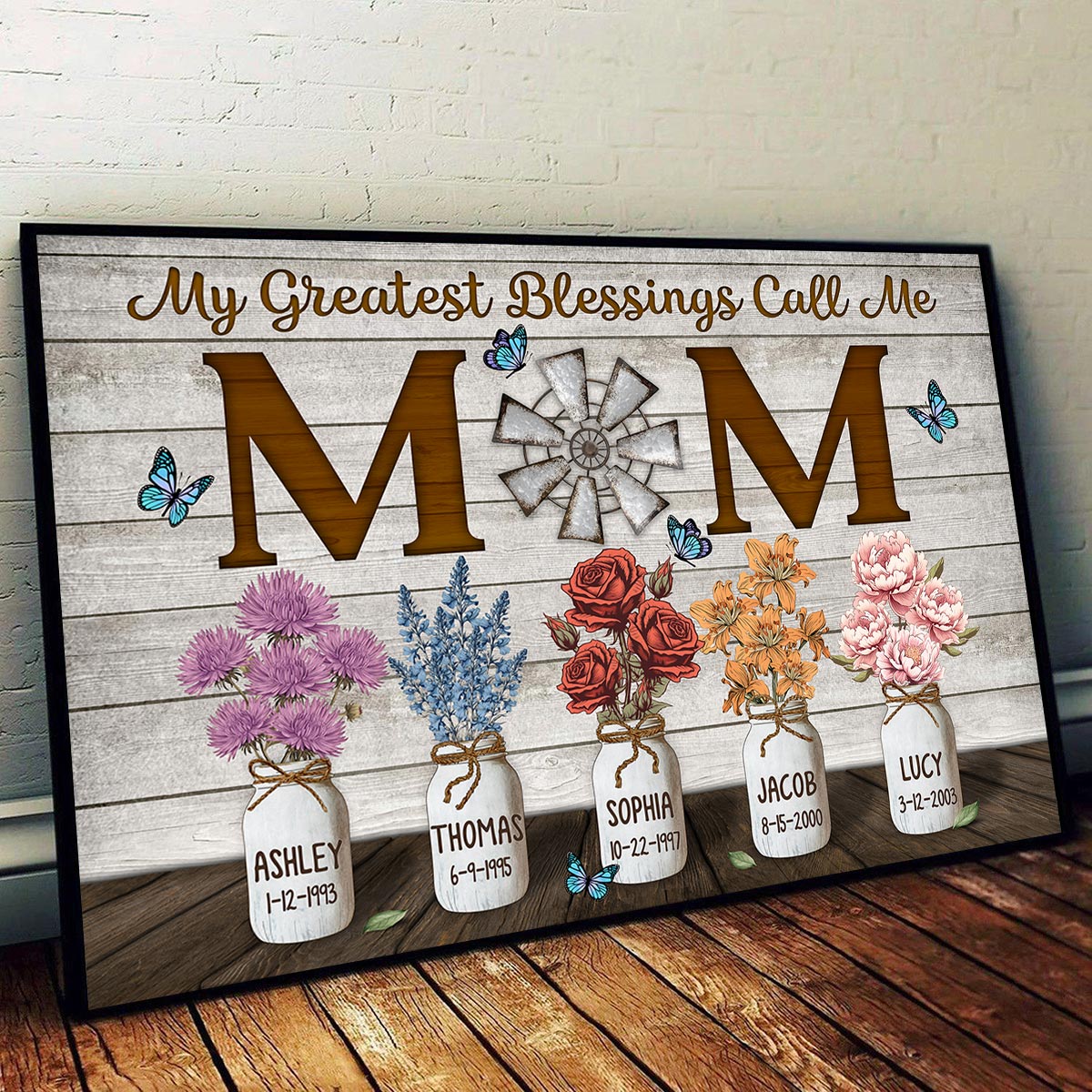 My Greatest Blessing Call Me Mom Rustic Personalized Horizontal Poster