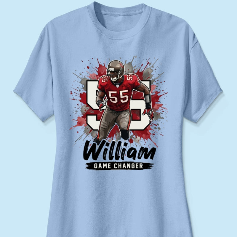 Football Player Splash Watercolor Custom Portrait From Your Photo - Personalized Shirt - Football Mom & Team Gift