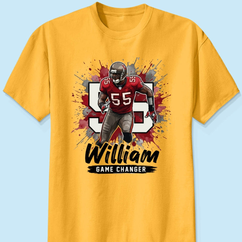 Football Player Splash Watercolor Custom Portrait From Your Photo - Personalized Shirt - Football Mom & Team Gift