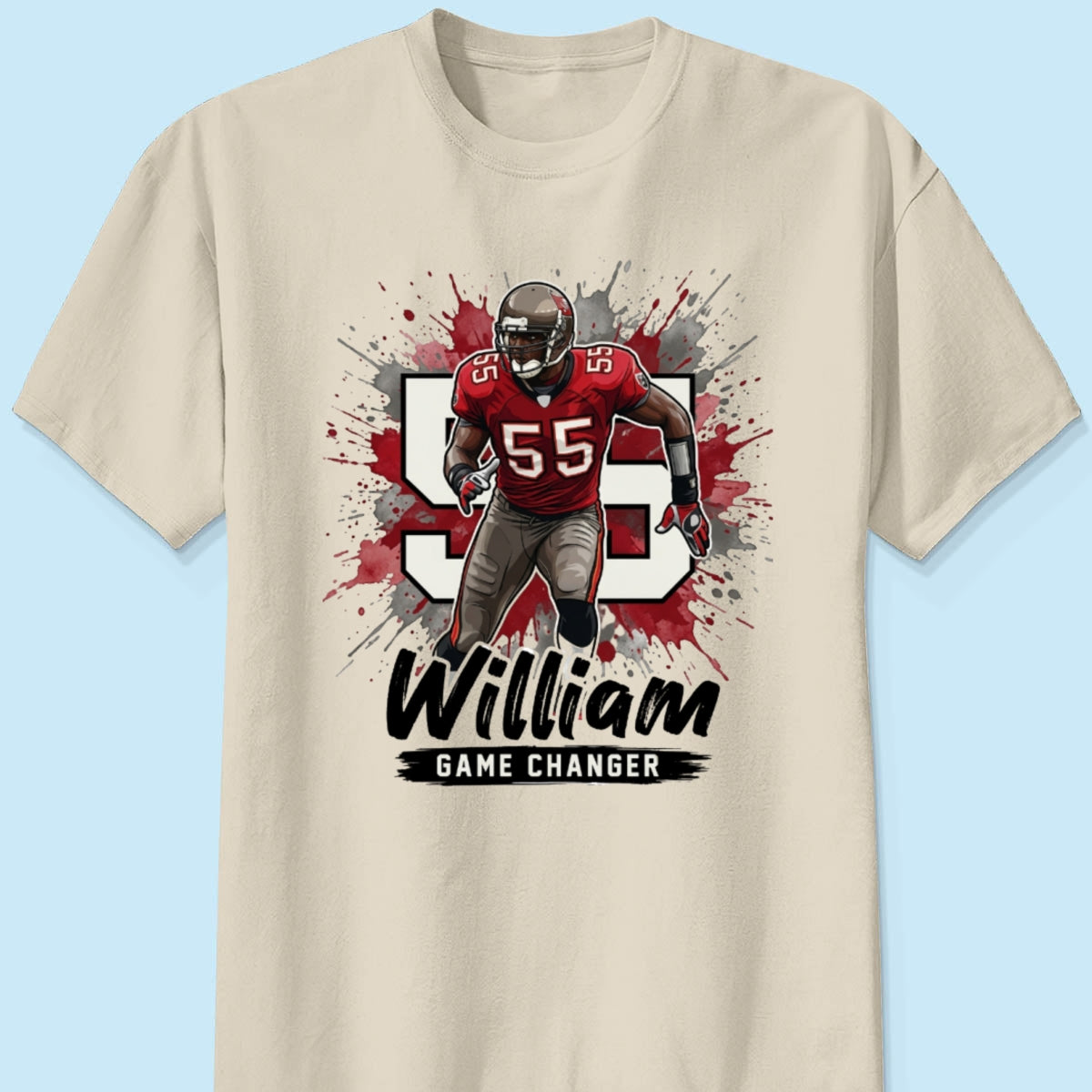 Football Player Splash Watercolor Custom Portrait From Your Photo - Personalized Shirt - Football Mom & Team Gift