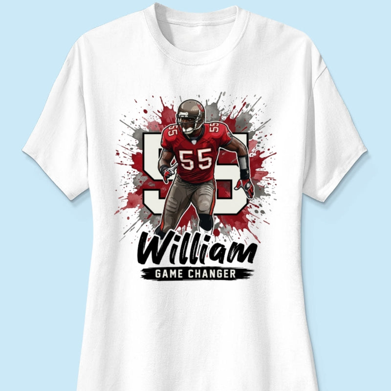 Football Player Splash Watercolor Custom Portrait From Your Photo - Personalized Shirt - Football Mom & Team Gift