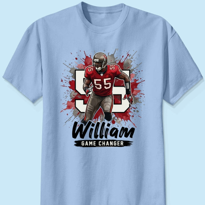 Football Player Splash Watercolor Custom Portrait From Your Photo - Personalized Shirt - Football Mom & Team Gift